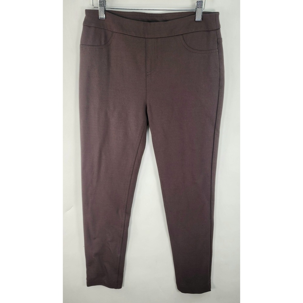 Soft Surroundings Pants Women's PS Brown Faux Pocket Ponte Stretch Leggings